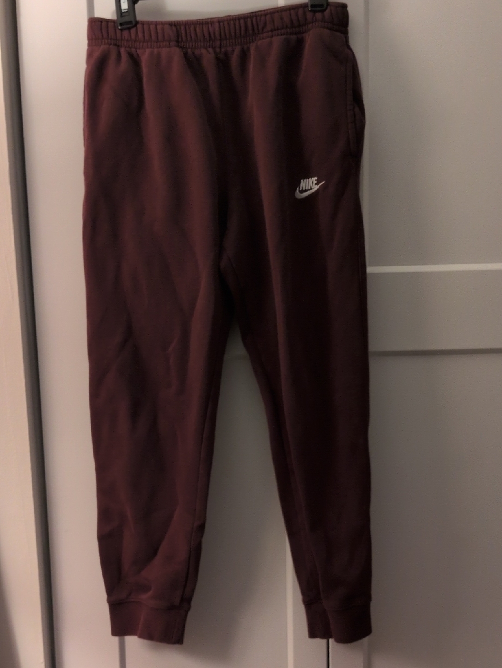 Nike Maroon Joggers with White Swoosh